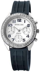 Armbanduhr Weiß Crystal Silikon Excellanc