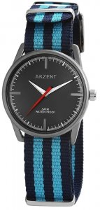 Armbanduhr Schwarz Blau Textil Akzent 