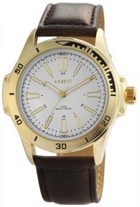 Armbanduhr Weiß/Gold Braun Kunstleder Akzent 