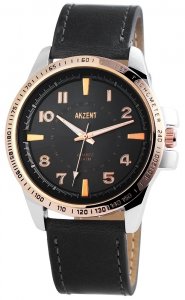 Armbanduhr Rosé Schwarz Kunstleder Akzent 
