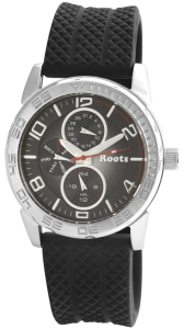 Armbanduhr Schwarz Silber Silikon ROOTS R862LBLK