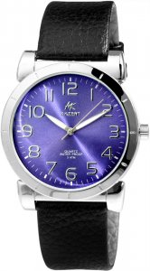 Armbanduhr Silber/Lila Schwarz Kunstleder Akzent 