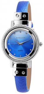 Armbanduhr Blau Silber Crystal Kunstleder Excellanc