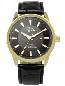 Armbanduhr Schwarz Gold Leder Gooix GX-06003-00D