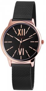 Armbanduhr Schwarz Rosé Metall Akzent