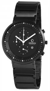 Armbanduhr Schwarz Edelstahl Chronograph OBAKU V147GBBSBI