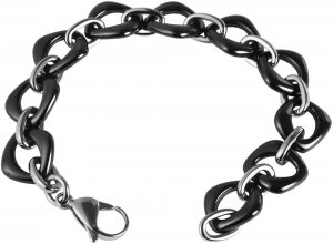 Armband Silber Schwarz Edelstahl Keramik JUST 48-S1466-BK