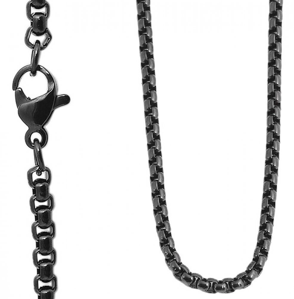 Halskette Erbskette Schwarz Edelstahl Akzent 50cm