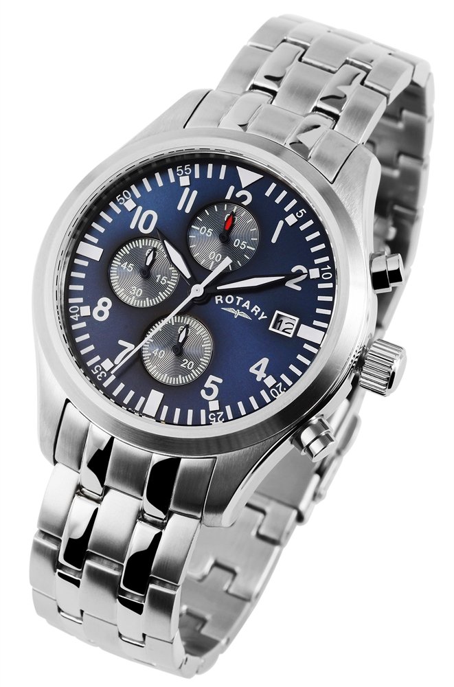 Armbanduhr Blau Silber Chronograph ROTARY GB02680/05