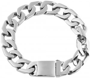 Armband Panzerkette Silber Edelstahl glänzend Akzent 22cm