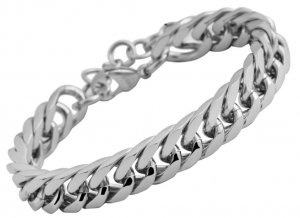 Armband Panzerkette Silber Edelstahl glänzend Akzent 21,5cm