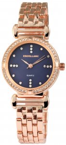 Armbanduhr Blau Rosé Crystal Metall Excellanc 1800040