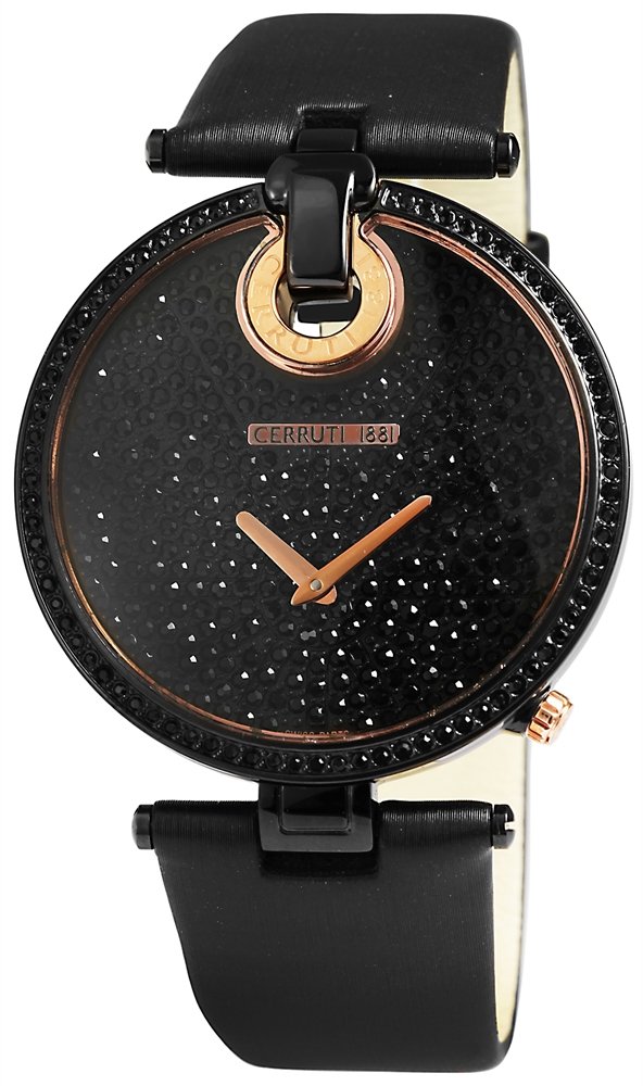 Armbanduhr Schwarz Rosé Leder CERRUTI CCRWM036T222A