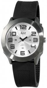 Armbanduhr Silber Schwarz Silikon JUST JU20058