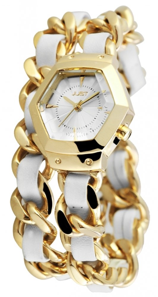 Armbanduhr Silber Gold Weiss Wickelarmband JUST 10077