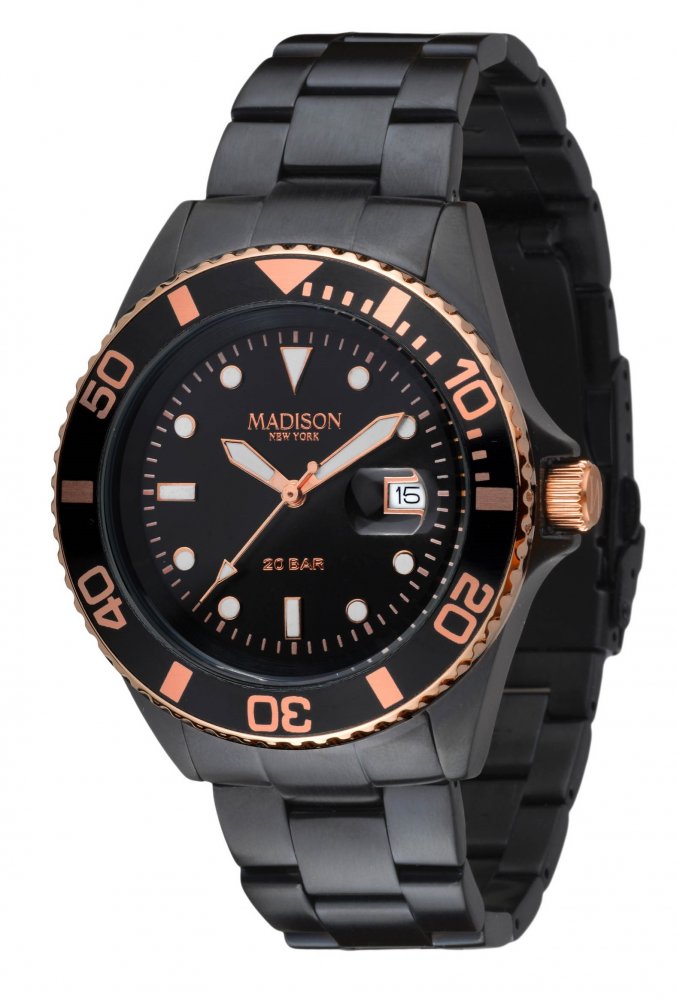 Armbanduhr Schwarz Rose Metall Madison G4790A3 GLAMOR® William 