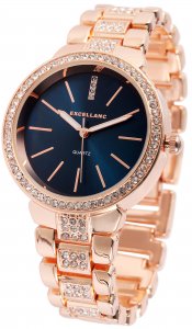 Armbanduhr Blau Rosé Crystal Excellanc 1800016