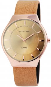 Armbanduhr Beige Rosé Kunstleder Excellanc 2910011