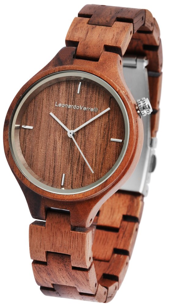 Armbanduhr Holz Braun Walnuss Leonardo Verrelli 1800132