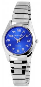 Armbanduhr Blau Silber Metall Zugband Excellanc 1700040