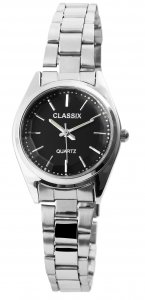 Armbanduhr Schwarz Silber Cutglas Metall Classix 1800104