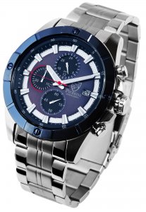 Armbanduhr Blau Silber Edelstahl Chronograph Pierrini 291023000008