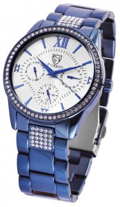 Armbanduhr Silber Blau Crystal Edelstahl Pierrini 182292500001