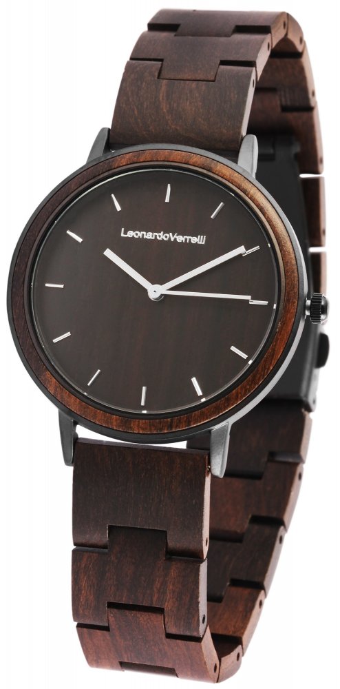 Armbanduhr Holz Braun Edelstahl Leonardo Verrelli 1800134-002