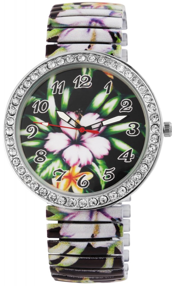 Armbanduhr Grün Bunt Blume Crystal Metall Zugband Donna Kelly 1700041