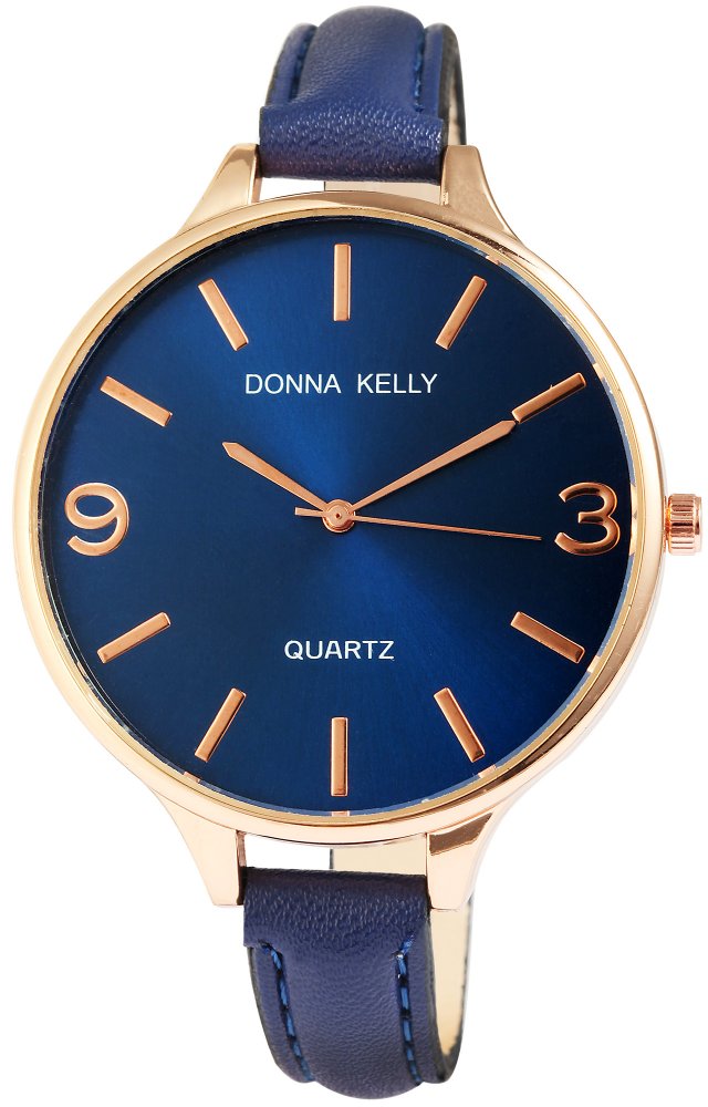 Armbanduhr Blau Rosé Kunstleder Donna Kelly 1900003