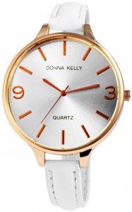 Armbanduhr Silber Rosé Weiß Kunstleder Donna Kelly 1900003