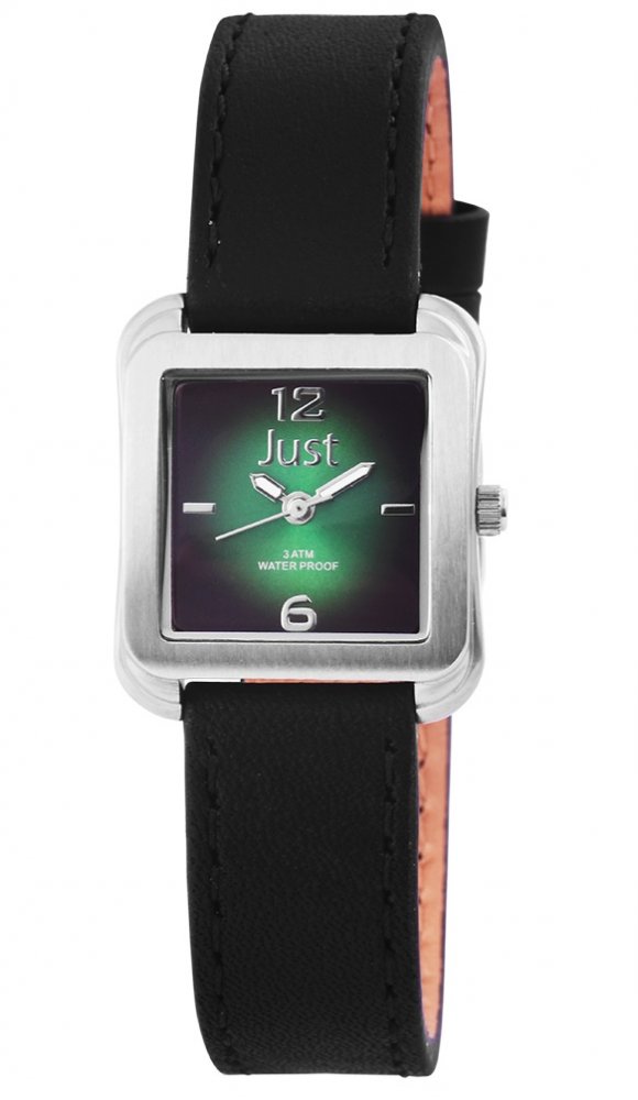 Armbanduhr Grün Silber Schwarz Leder JUST JU10151