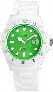 Armbanduhr Grün Weiss Silikon Datum JUST 48-S5456
