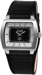 Armbanduhr Schwarz Silber Leder Bundarmband JUST JU20129