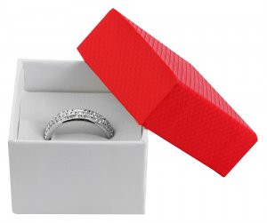 Ringbox Karton Rot Weiß 5 x 5 x 3,5 cm